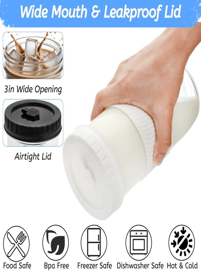 Youeon 4 Pack 24 Oz Reusable Boba Cups with Lids and Straw, Iced Coffee & Smoothie Cups, Bubble Tea & Mason Jar Style with Silicone Sleeve, BPA Free, Dishwasher Safe, 2 Colors - Image 4